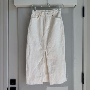 Mango long white denim maxi skirt